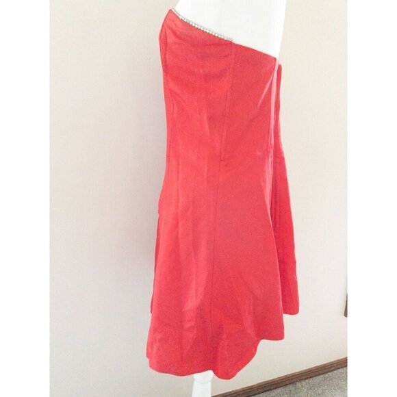 Vintage Gunne Sax Jessica McClintock Strapless Red Dress Rhinestone Sparkle - Picture 13 of 16